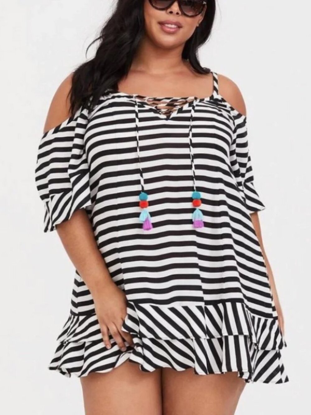Torrid - Mini Crepe Cold Shoulder Swim Cover Up Dress - 2X - NWT